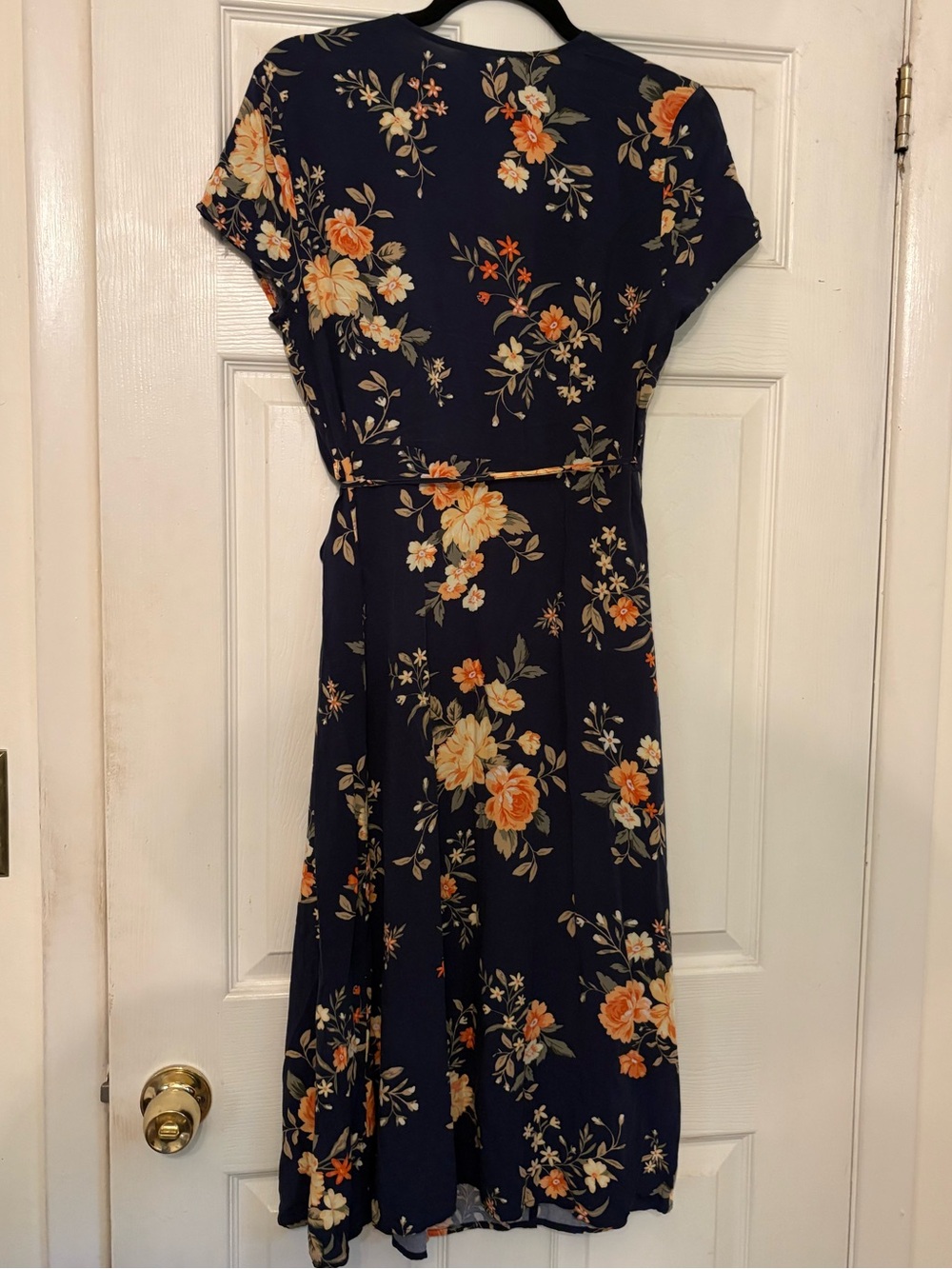 Old Navy Navy blue Floral midi wrap dress M - Picture 2 of 4